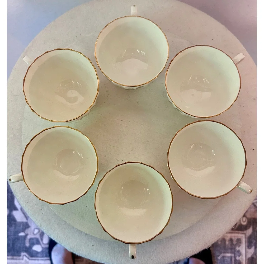 Royal Worcester Bacchanal Teacups Set/6 Bone China Grape Vine Gold Trim England